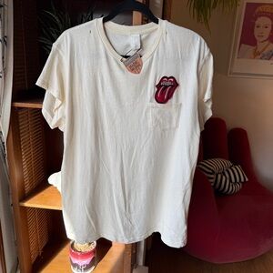 Madeworn Rock Rolling Stones Pocket Patch T-Shirt, sz M.